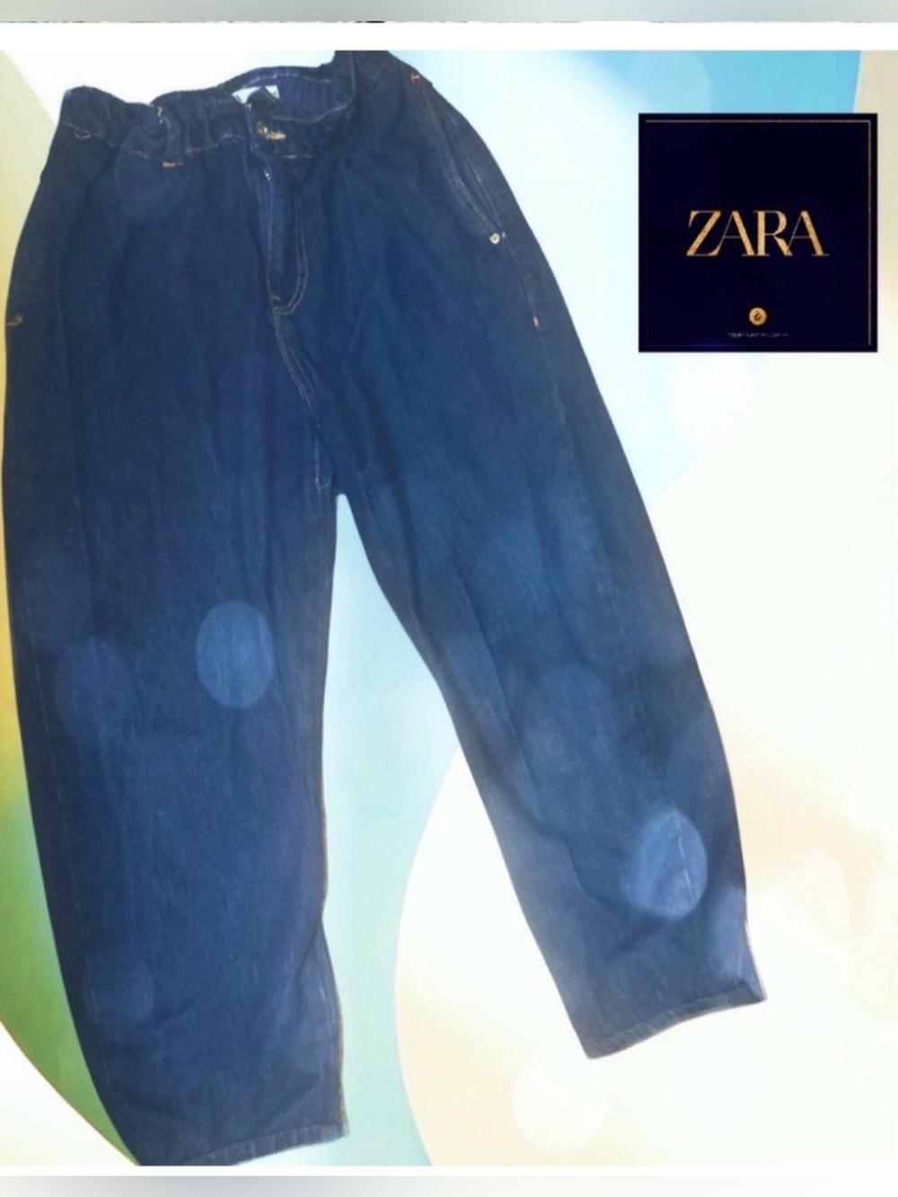 Zara Wide Leg Drawstring Relaxed Denim Pants